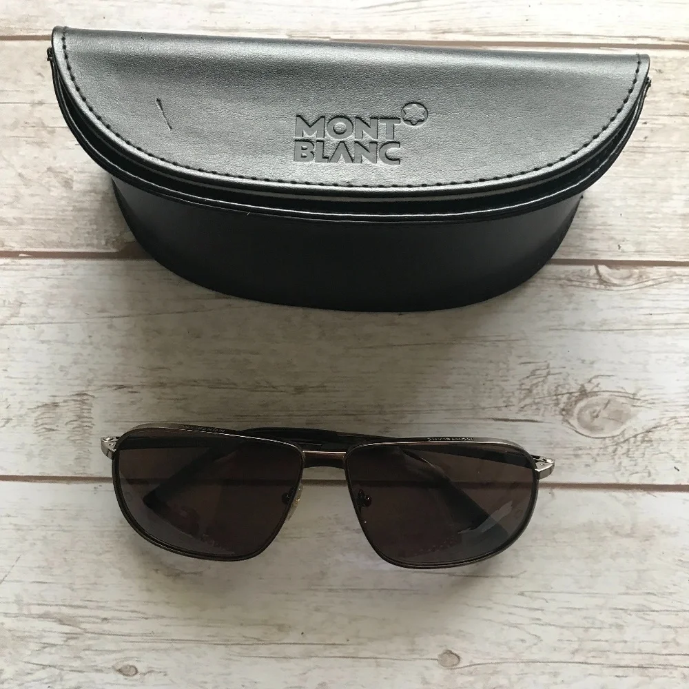 MONTBLANC Gunmetal Frame Mens Sunglasses with Case